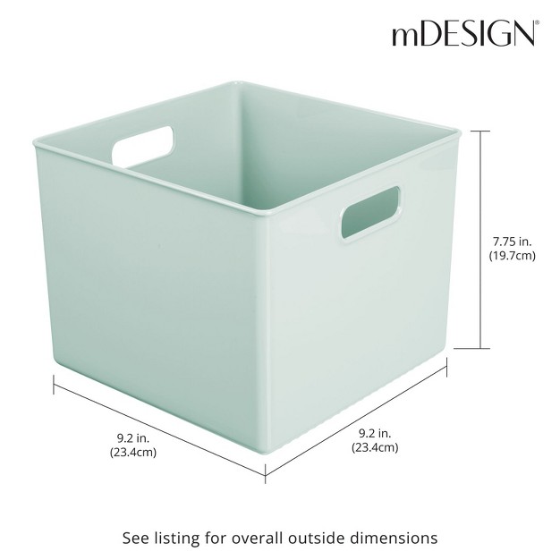 Mdesign Plastic Deep Home Storage Organizer Bin With Handles 4 Pack