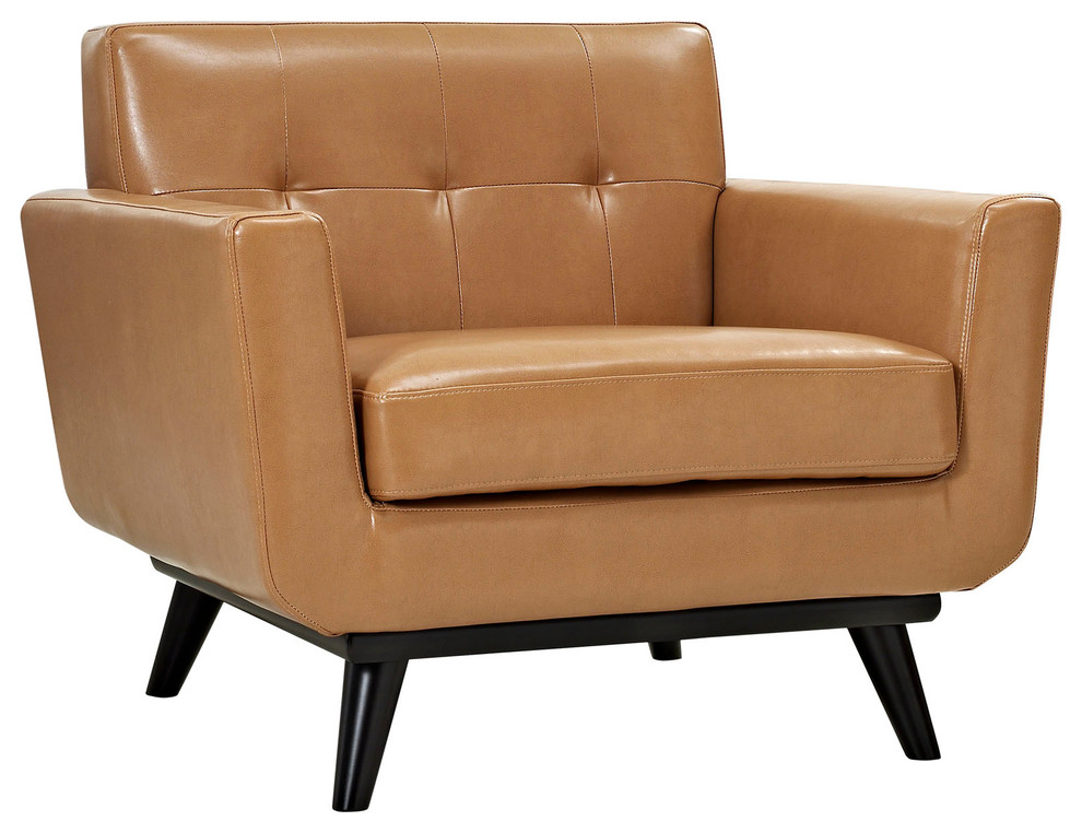 Modern Contemporary Leather Armchair  Tan Leather   Midcentury   Armchairs And Accent Chairs   by House Bound  Houzz