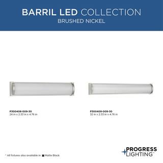 Progress Lighting Barril Collection 24 in. Brushed Nickel Medium Modern Integrated LED Linear Vanity 1-Light with Acrylic Diffuser P300408-009-30