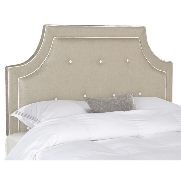 SAFAVIEH Tallulah Smoke/ White Piping Upholstered Arched Headboard (King) - - 11081550