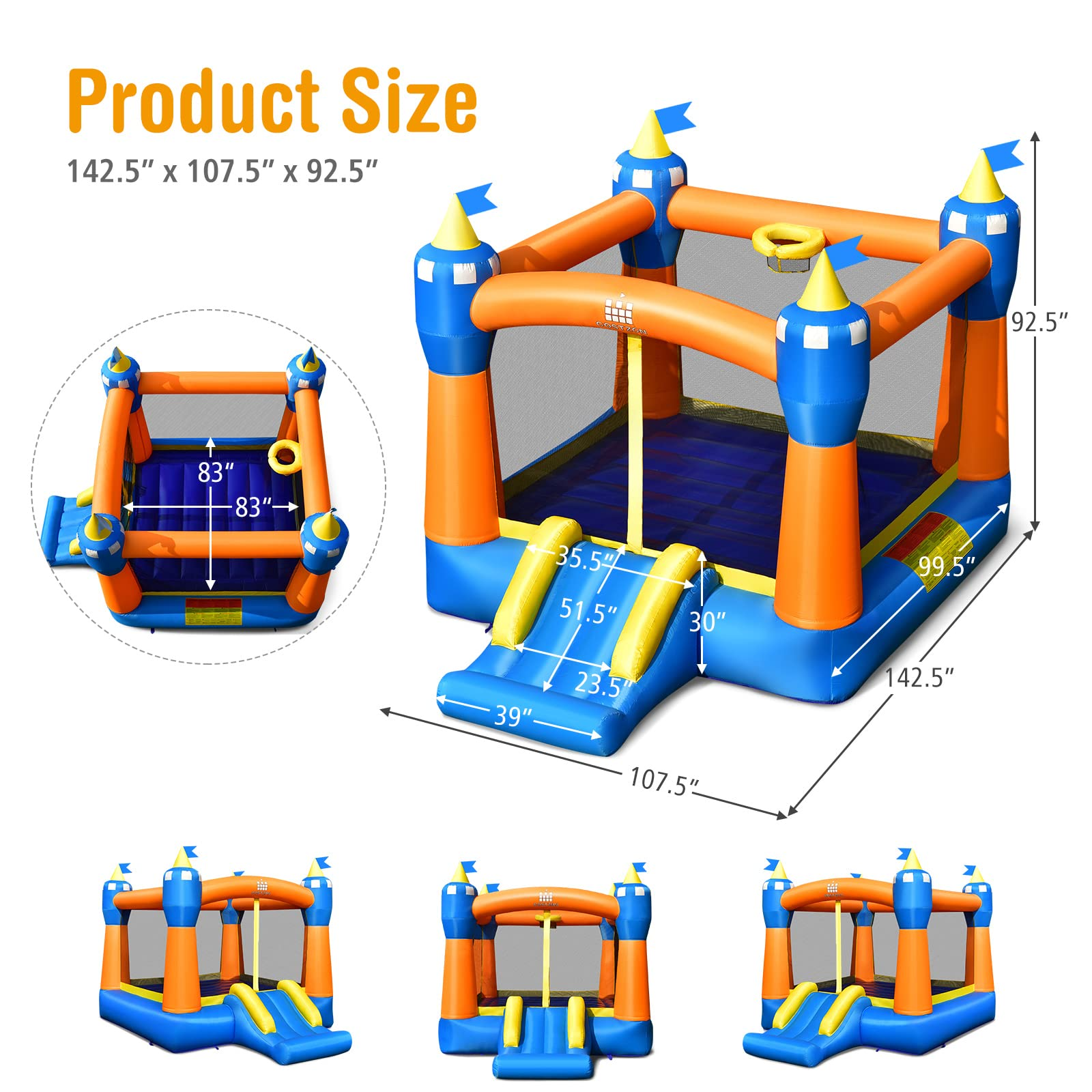 Costzon Inflatable Bounce House, Magic Theme Jump with Slide Bouncer