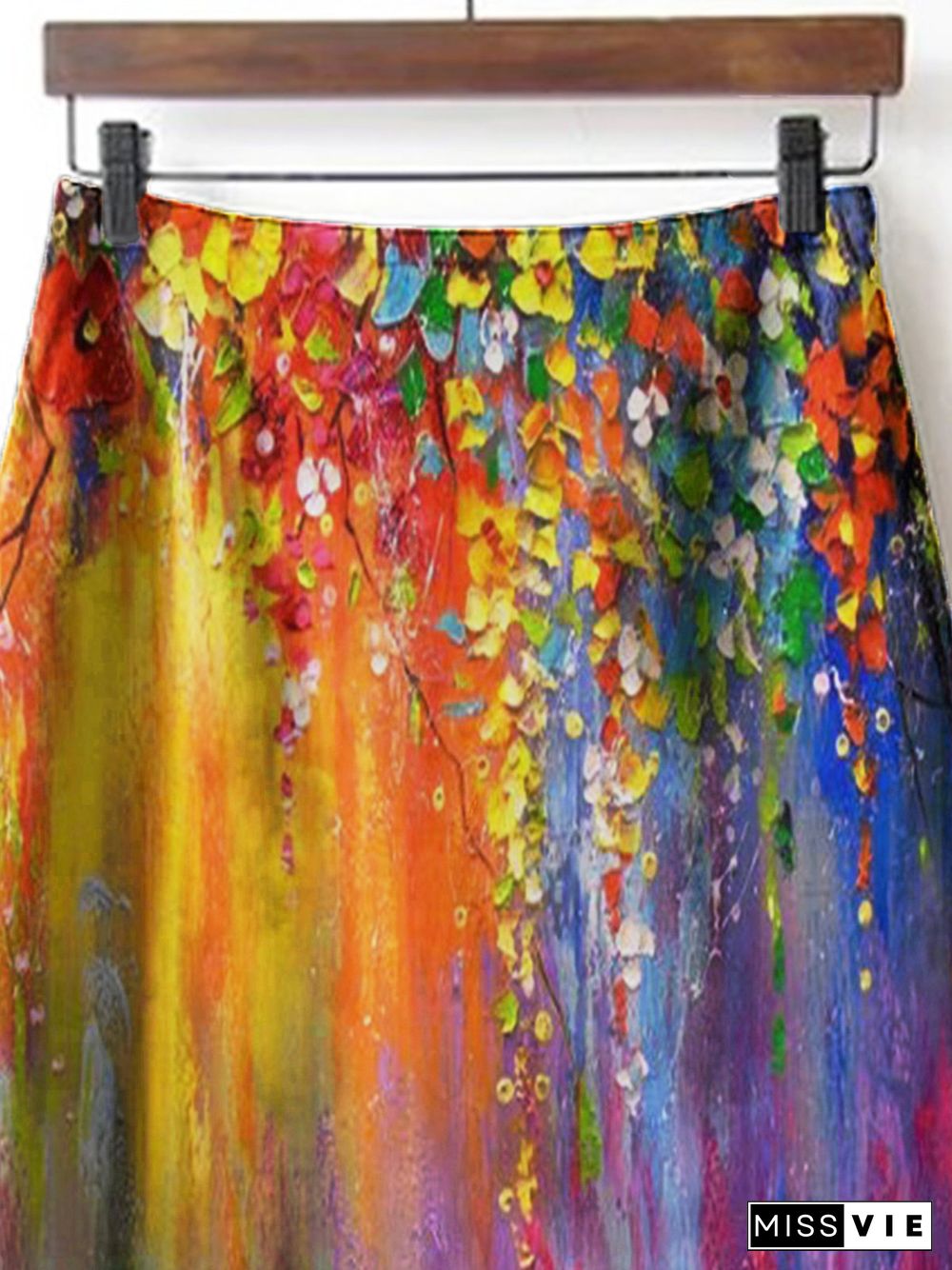 Multicolor Floral Printed Vintage Casual Skirt