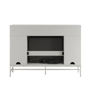 SCOTT LIVING KAPLAN 48 in. Freestanding Media Console Wooden Electric Fireplace in White HDSLFP48L-1B