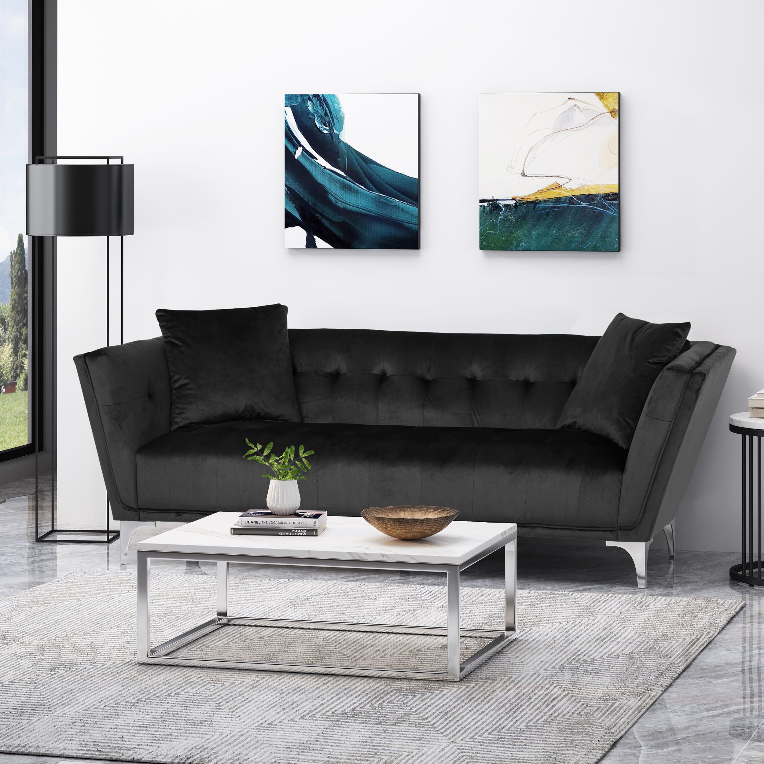 Ryliegh Modern Glam 3 Seater Velvet Sofa