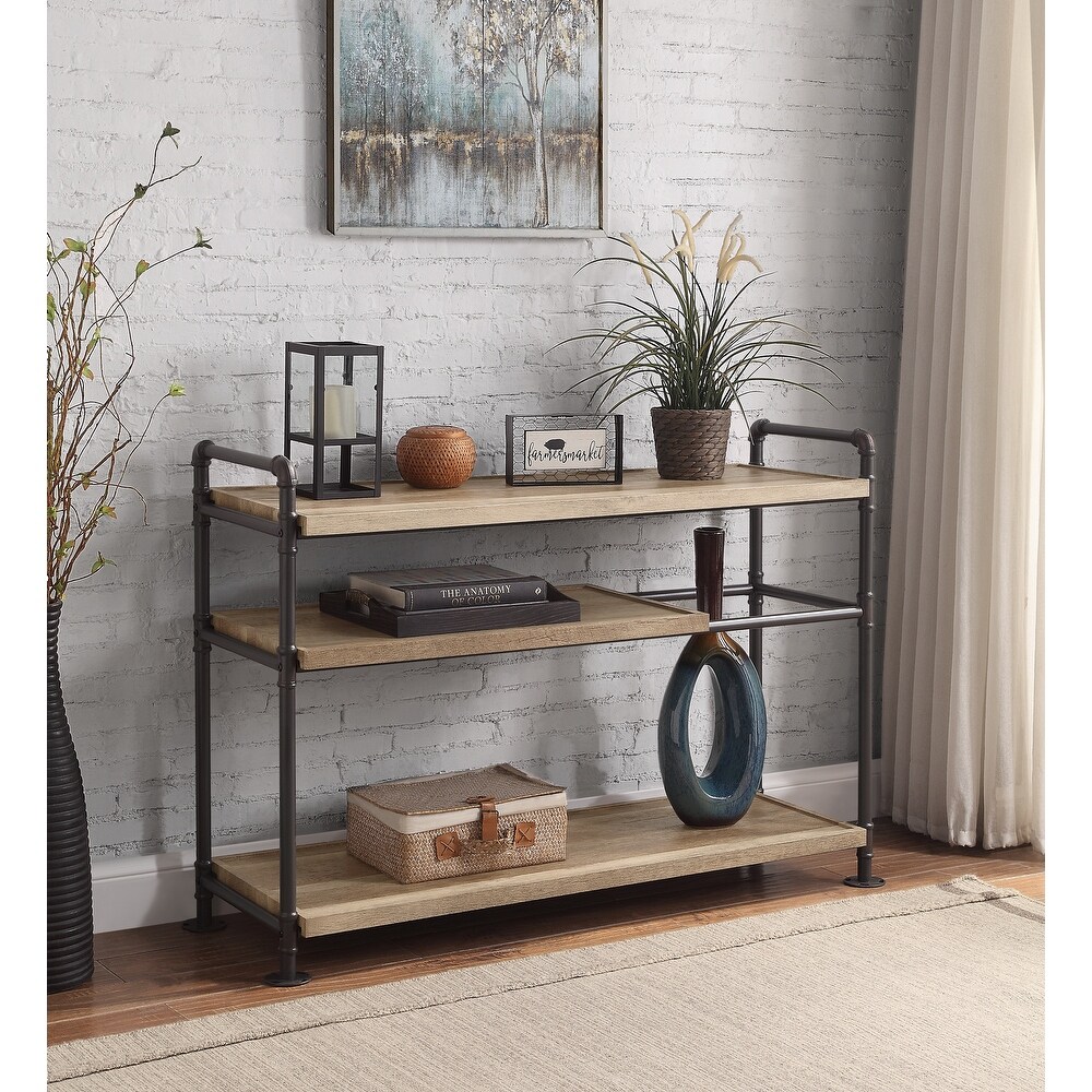 Bookshelf 3 Tier Industrial Bookcase Rustic Open Book Shelf  Standing Storage Small Bookshelf for Living Room Bedroom Kitchen