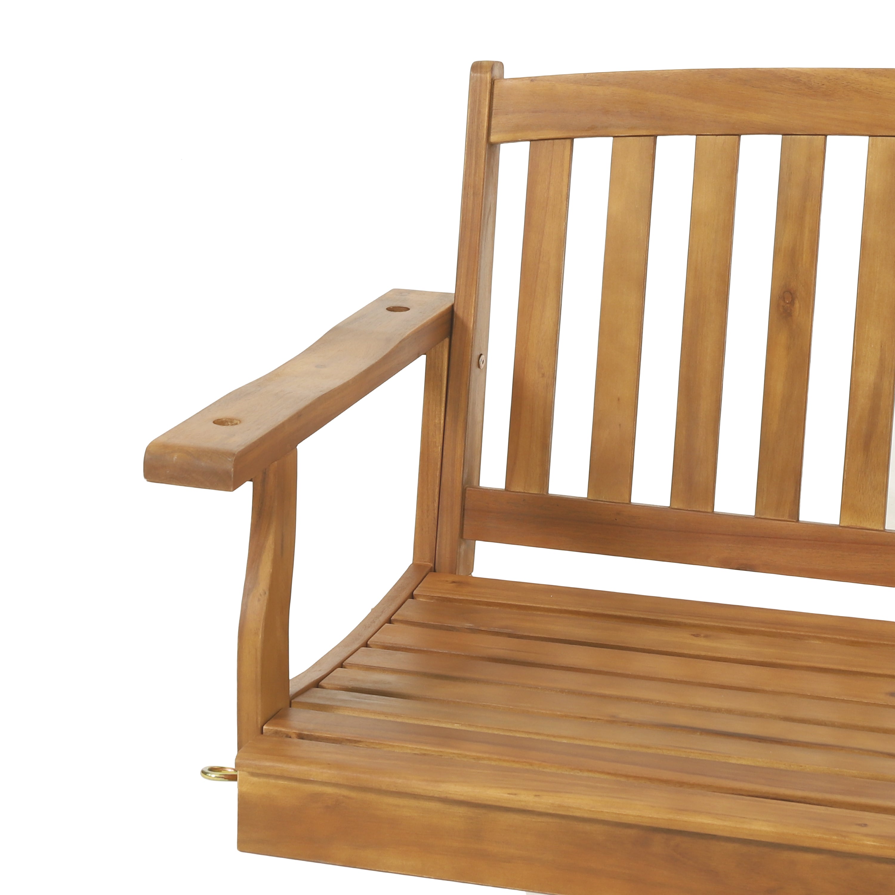 Lawton Outdoor Acacia Wood Hanging Porch Swing