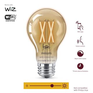 Philips 40-Watt Equivalent A19 LED Smart Wi-Fi Light Bulb Amber (2000K) powered by WiZ (4-Pack) 555524