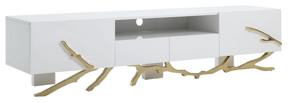 Branch TV Stand  79 quotMedia Cabinet Gold Modern Entertainment Center   Contemporary   Entertainment Centers And Tv Stands   by mod space furniture  Houzz