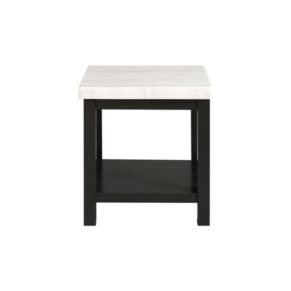 Evie White Marble Square End Table