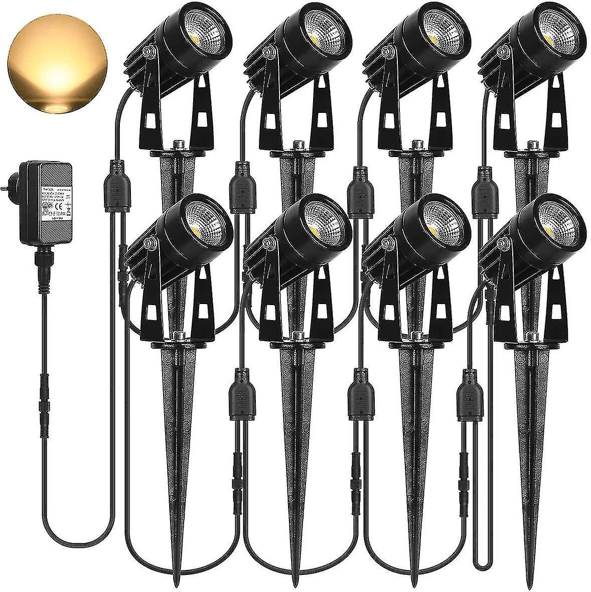 Set Of 8 ，5 W Cob 12 V 24 V Spike Spotlight， Outdoor Garden Lamp By ;