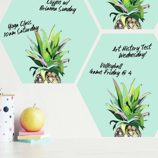 Pineapple Crown Dry Erase Hexagon Peel And Stick Wall Decal Green Roommates