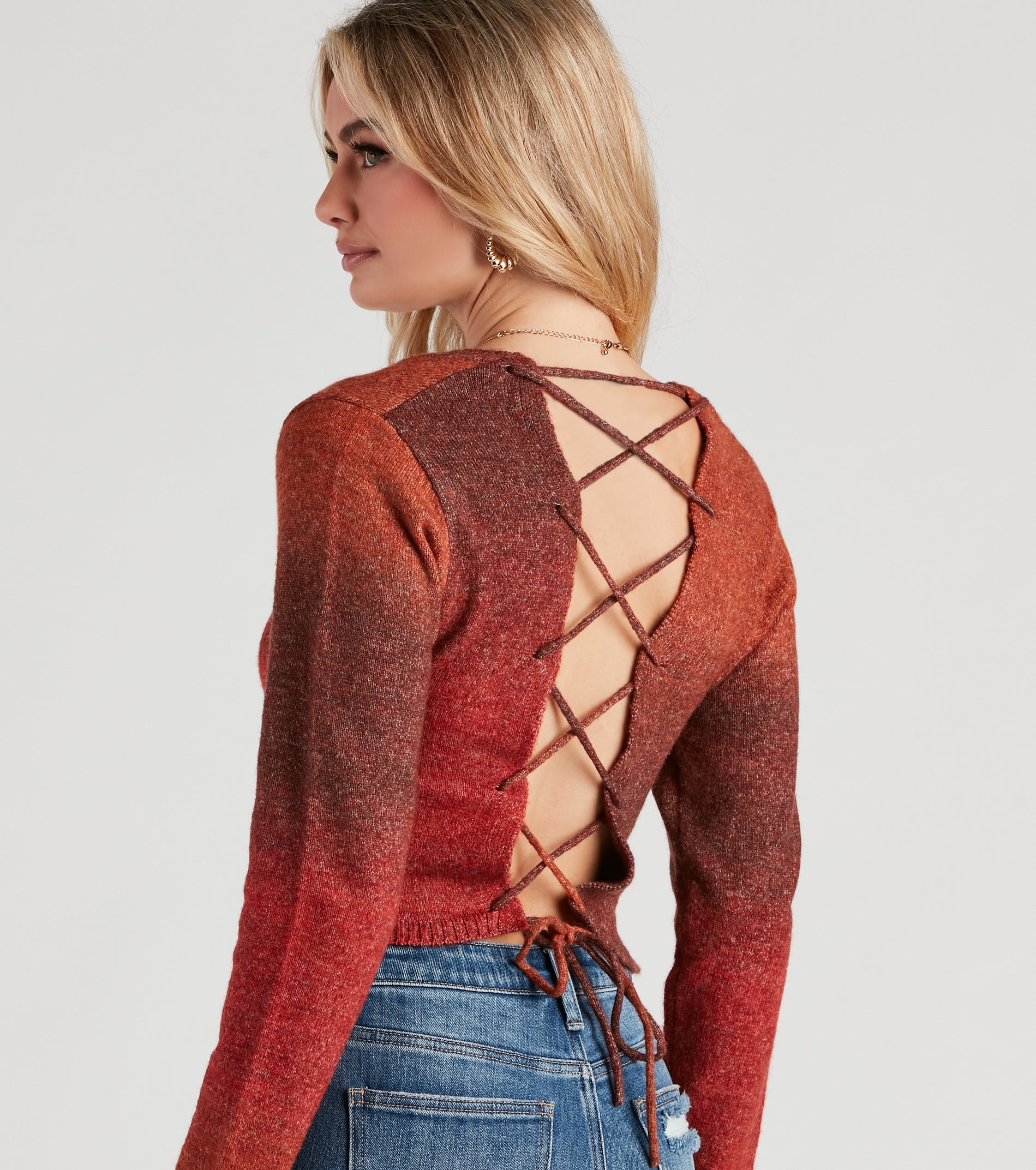 Autumn Spice Lace-Up Sweater