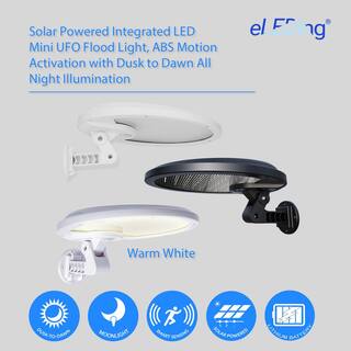 eLEDing 160 White Motion Activated Self-Contained Outdoor 56 Integrated LED Solar SecurityFloodSpot Light with Dusk-to-Dawn EE805W56(WP)