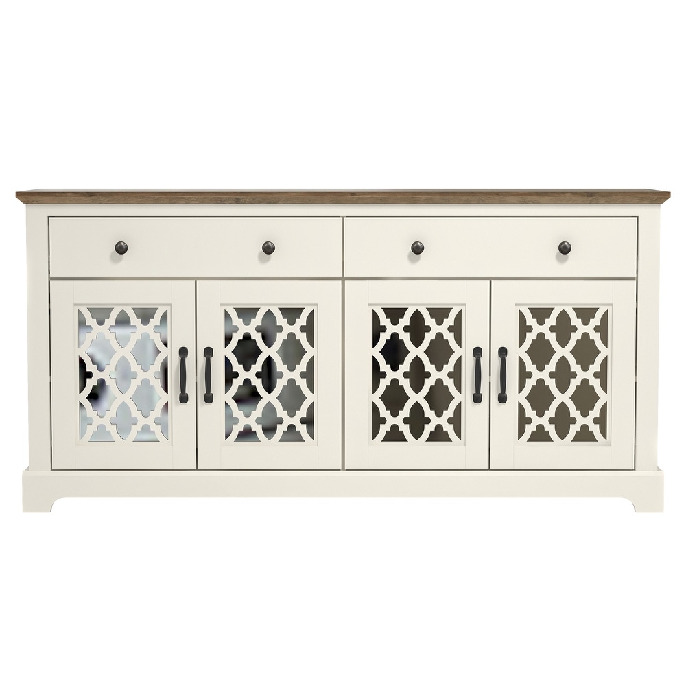 Heron Wood 59.1in. 4 Door Wide Sideboard with Adjustable Shelves and Drawers   59.1\