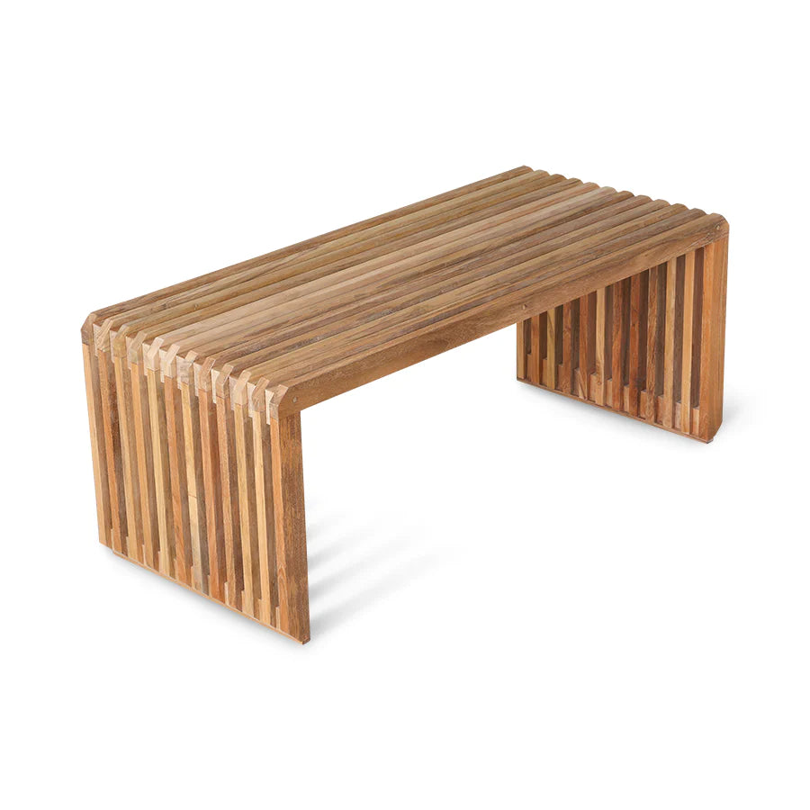 Slatted teak wood bench M