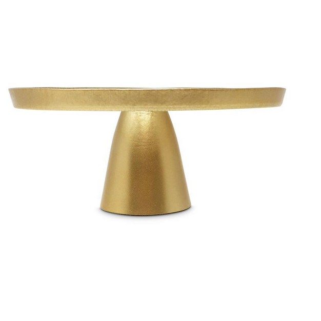 Classic Touch Glass Footed Cake Plate With Gold Rim