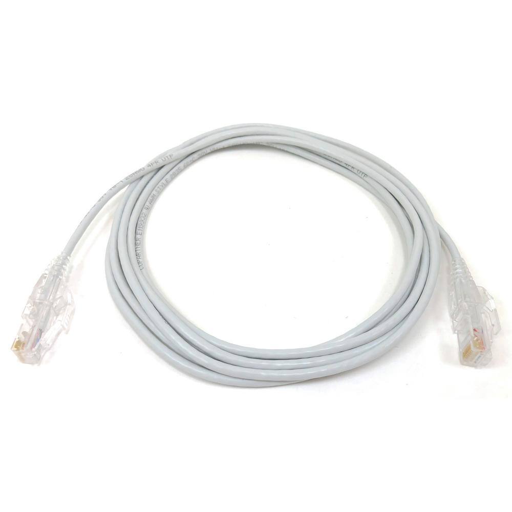 Micro Connectors Inc 7 ft. CAT 6A 10 Gbps UTP 28 AWG Ultra Slim Ethernet Cable White (5-Pack) E09-007W-SL5