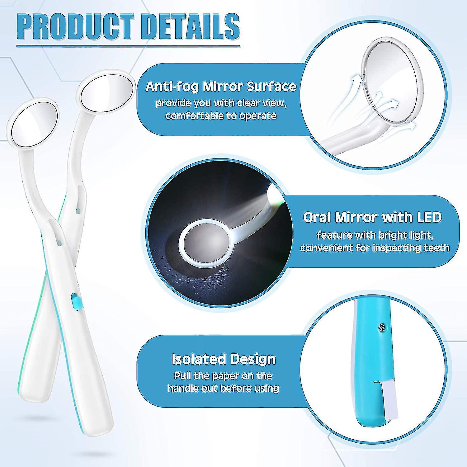 Dental Mirror With Light Dental Teeth Mirror Mouth Tooth Mirror Dental Inspection Mirror For Oral De