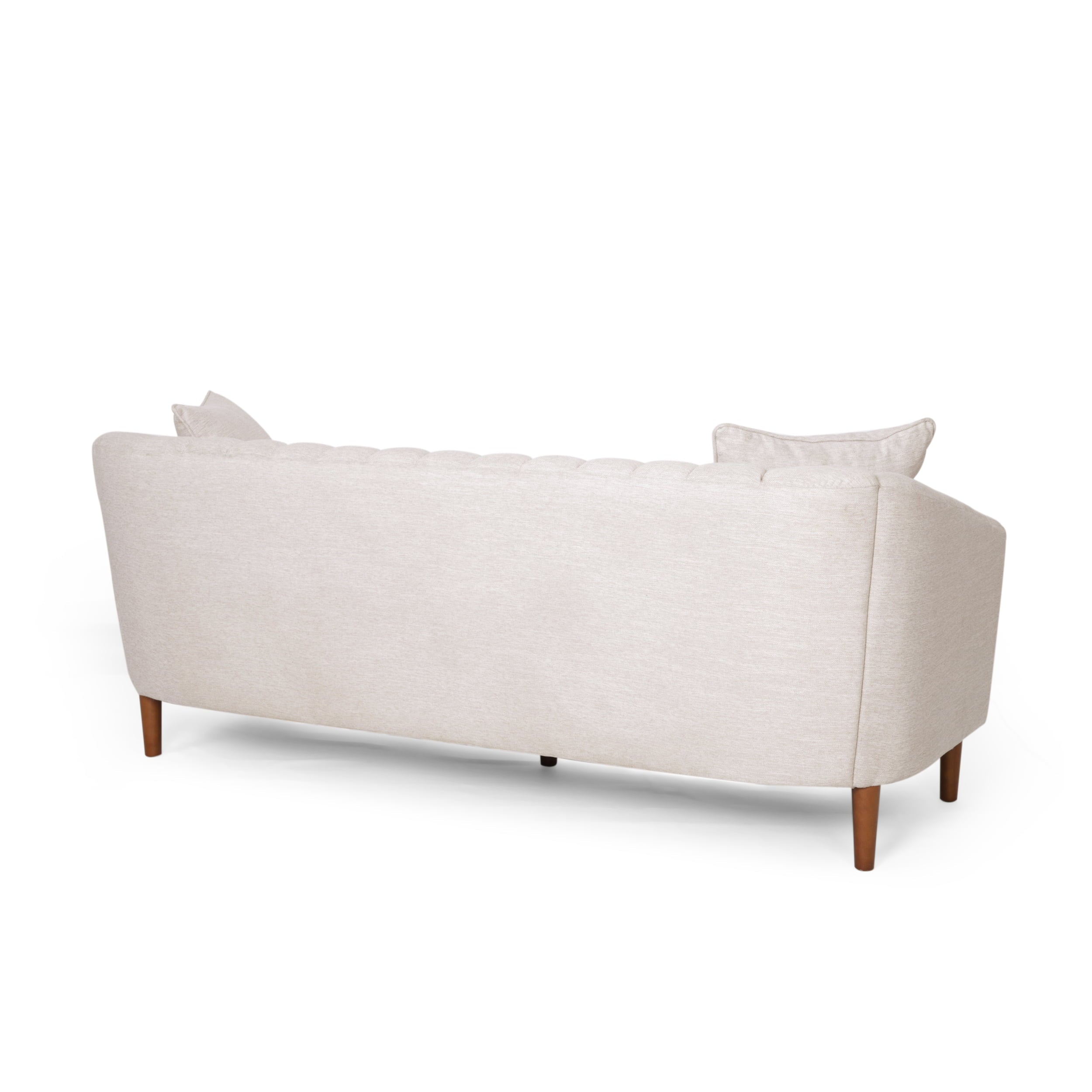 Lagom 3 Seater Tufted Fabric Sofa, Beige, Dark Brown