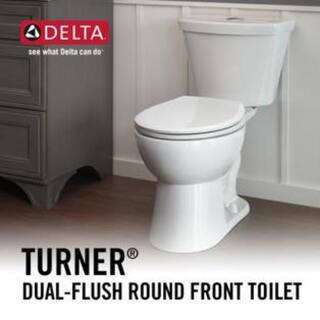 Delta Turner 2-Piece 1.1 GPF1.6 GPF Dual Flush Round Front Toilet in White C41908D-WH