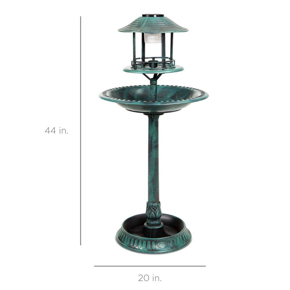 Best Choice Products Solar Green Pedestal Fountain Birdbath SKY5950