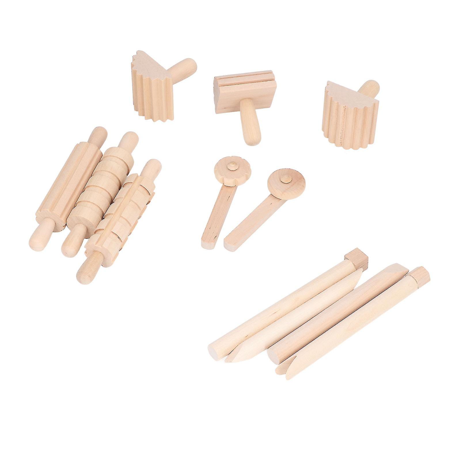 12PCS Kids Rolling Pin Toy Safe Eco Friendly Pressed Clay Toys DIY Hand Crafted Rolling Pin Set for Clay Dough