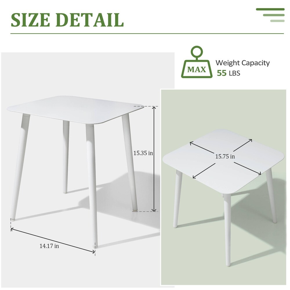 VredHom Aluminum Side Table Square Small Patio Coffee Bistro Table