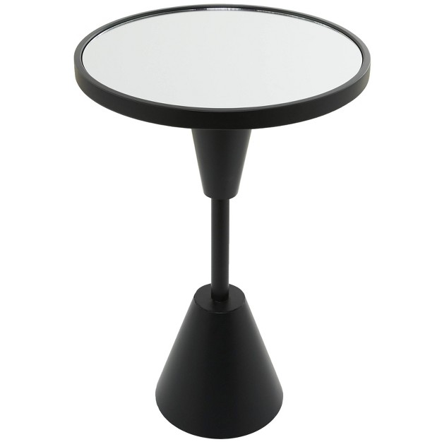 Contemporary Metal Mirrored Accent Table Black Olivia amp May