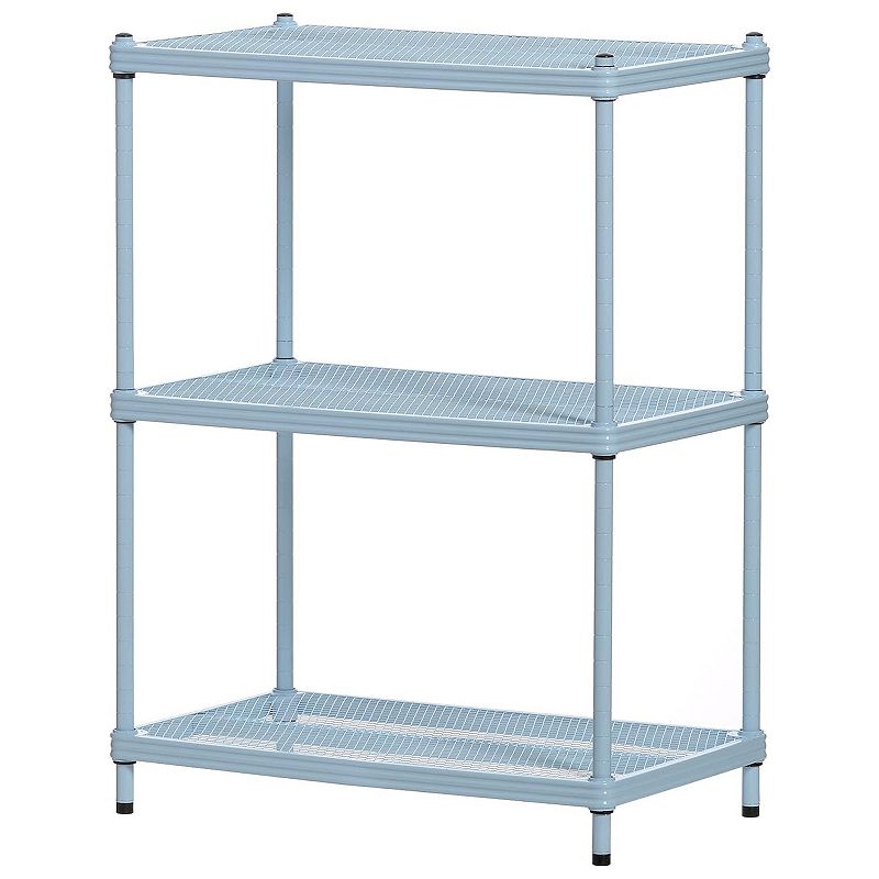 Design Ideas Meshworks 3 Tier Full-size Metal Storage Shelving Unit Rack， Blue