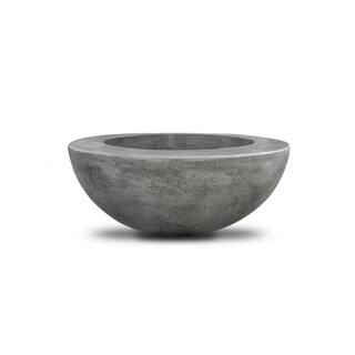 Natco Berkley 36 in. W x 16 in. H Outdoor Round Cement Liquid Propane Fire Pit Kit Bowl in Pewter Color with 54 lbs. Lava Rock MS25LP