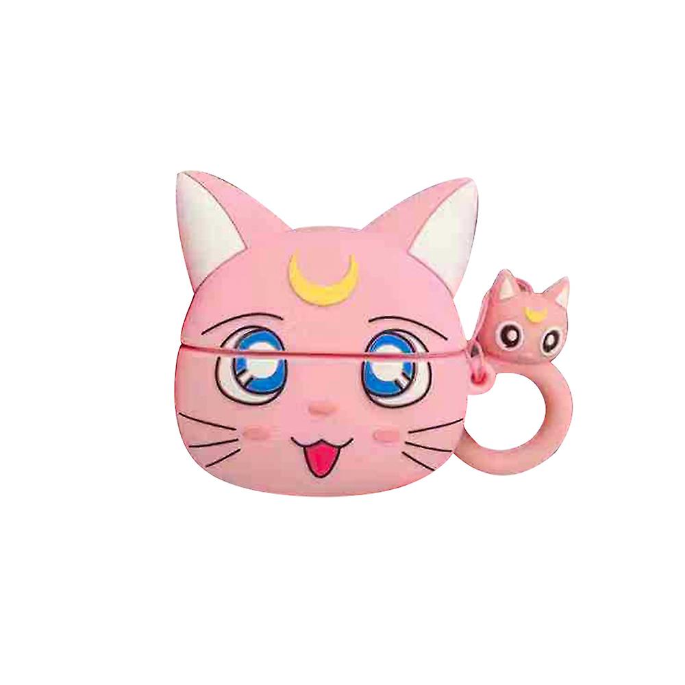 3d Earphone Case Protective Cover Case Compatible With Airpods Pro With Carabiner Cute Cat Cartoon Headphone Earpods Earbuds Silicone Cover Pink