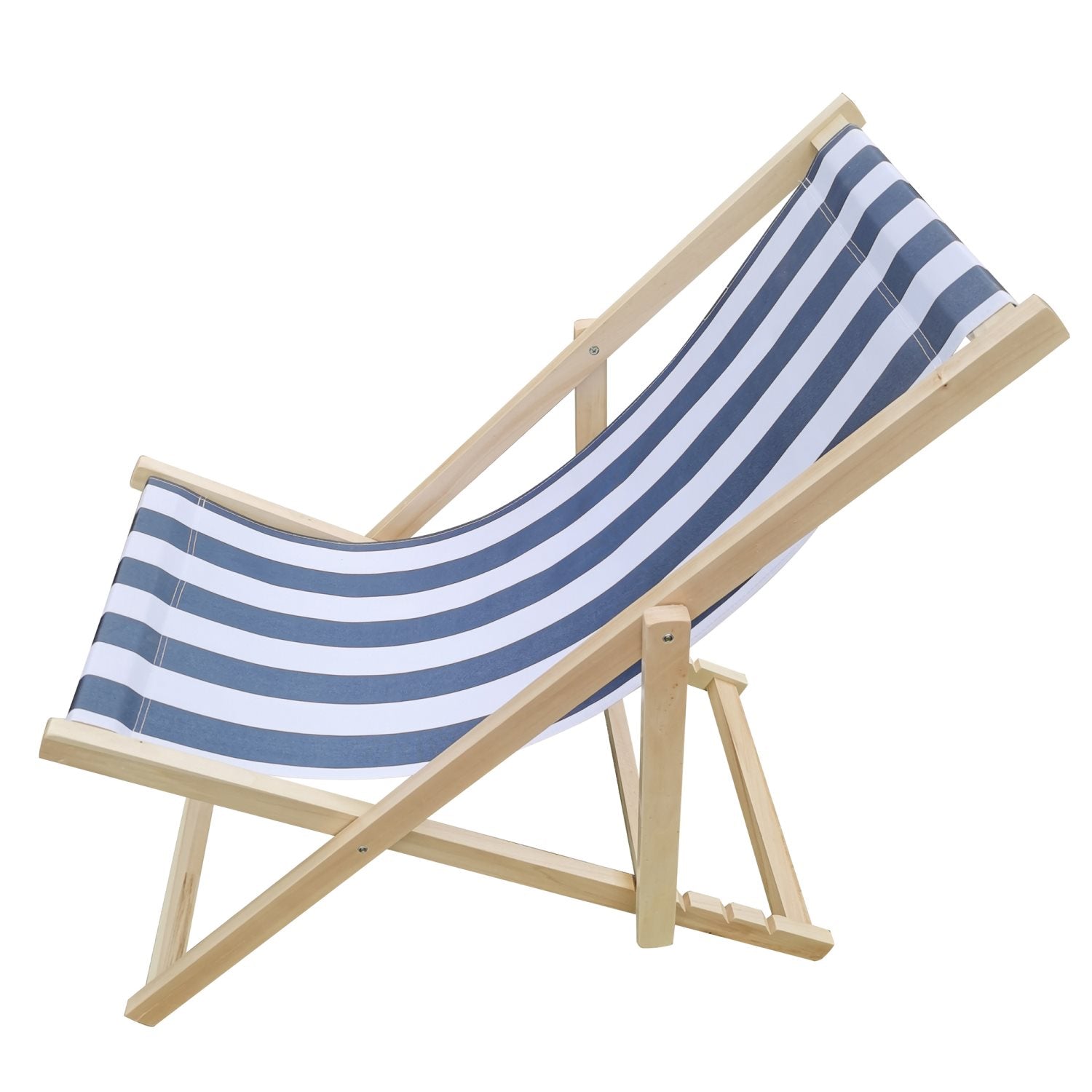 HISTOYE Beach Reclining Chair Outdoor Patio Sling Chair,Portable Garden Pool Beach Lounge Chair Reclining Chair,Lawn Seat for Garden, Swimming Pool and Beach,Blue White Stripes