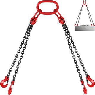 VEVOR 5 ft. Hoist Chain Sling 516 in. Engine Lift Chain G80 Alloy Steel 3-Ton with 4 Leg Grab Hooks and Adjuster 1.5MSGLT000000001V0