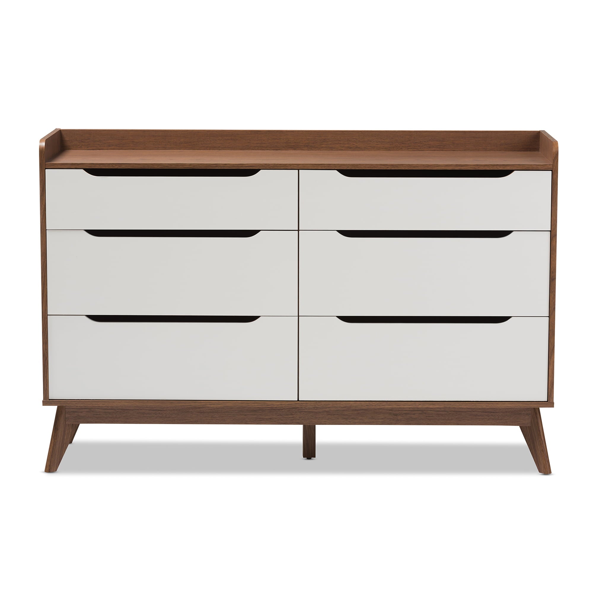 Bartel Modern White and Walnut Wood 6-Drawer Storage Dresser by Bellamy Studios