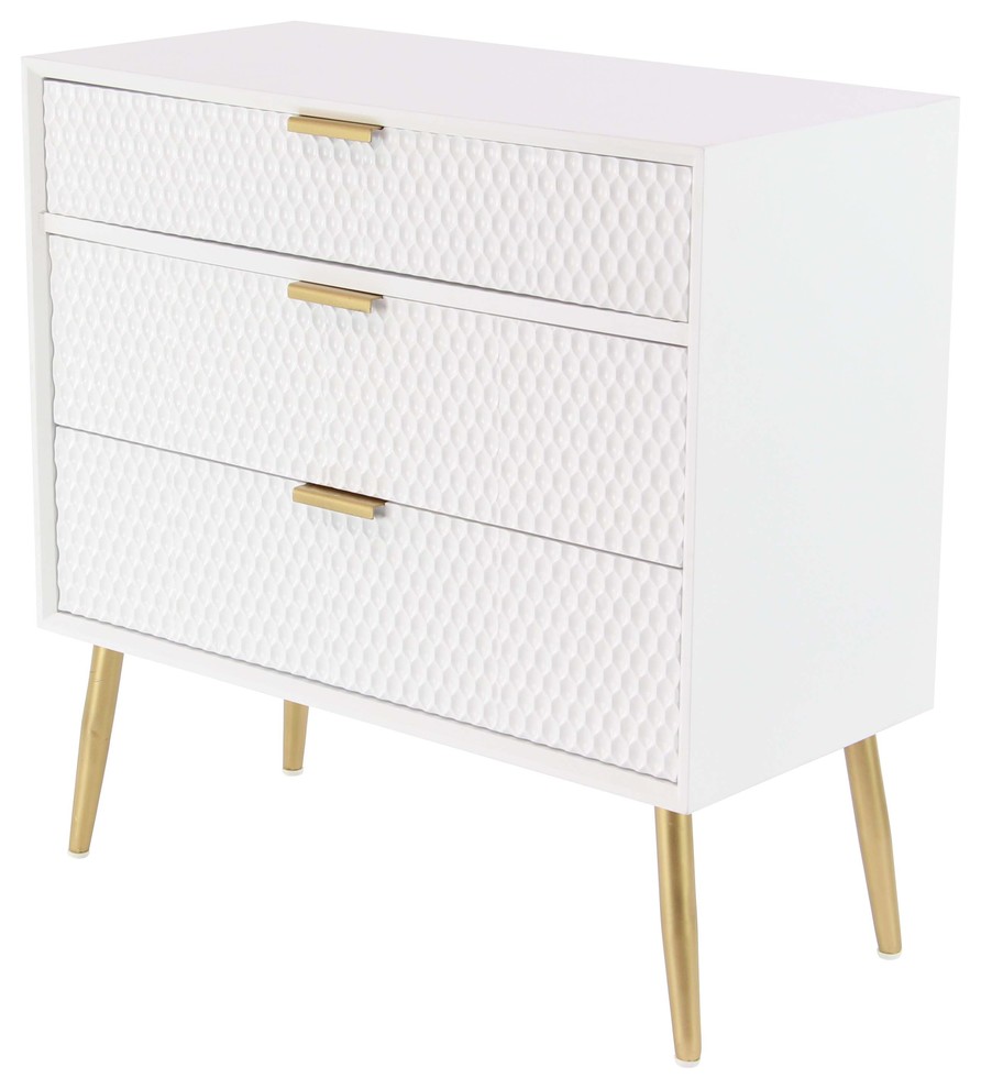 Zimlay Modern White 3 Drawer Wooden Chest 60216   Midcentury   Accent Chests And Cabinets   by Brimfield  ampMay  Houzz