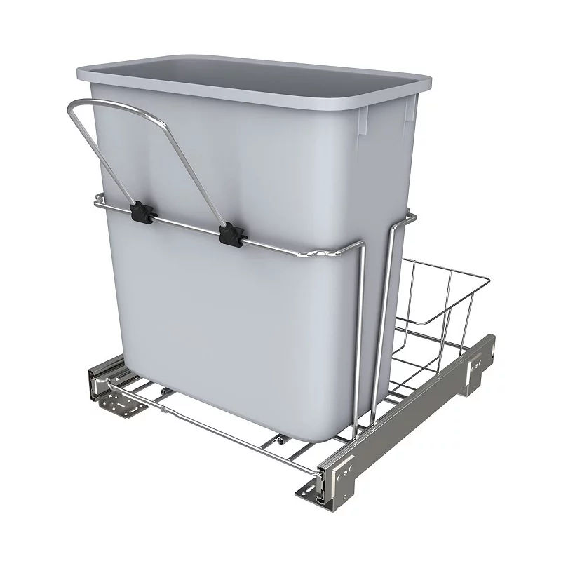 Rev-A-Shelf 20 Quart Universal Waste Container with Rear Basket RUKD-1420RB-1