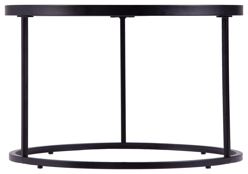 Donabbey Round Nestng Cocktail Tables 2pc Set  Antique Mirror and Black   Transitional   Coffee Table Sets   by SEI  Houzz