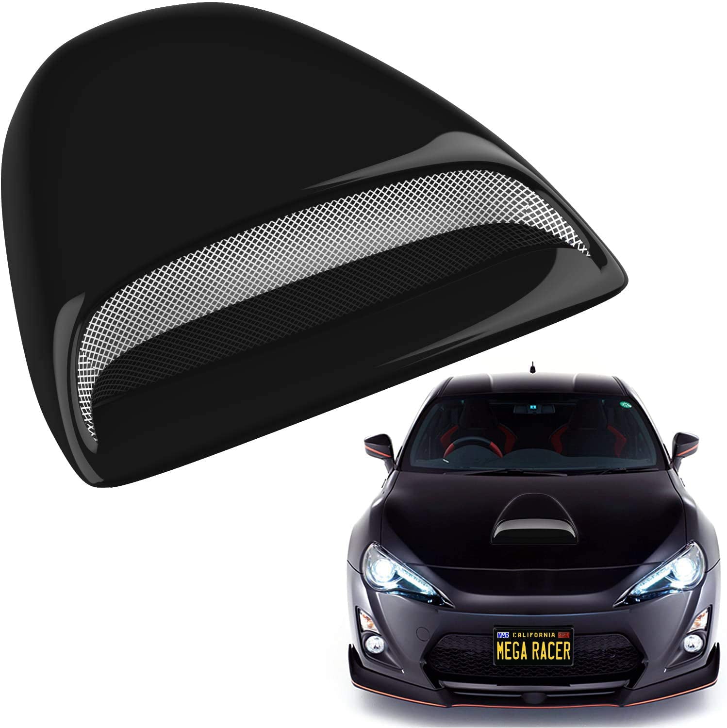 Mega Racer Black Hood Scoop - ABS Plastic， 1 Piece