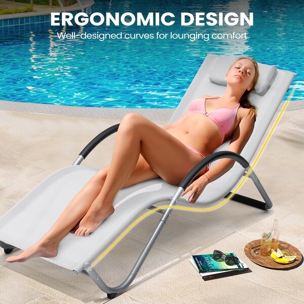 Pellebant Outdoor Patio Chaise Lounge Chairs with Headrest