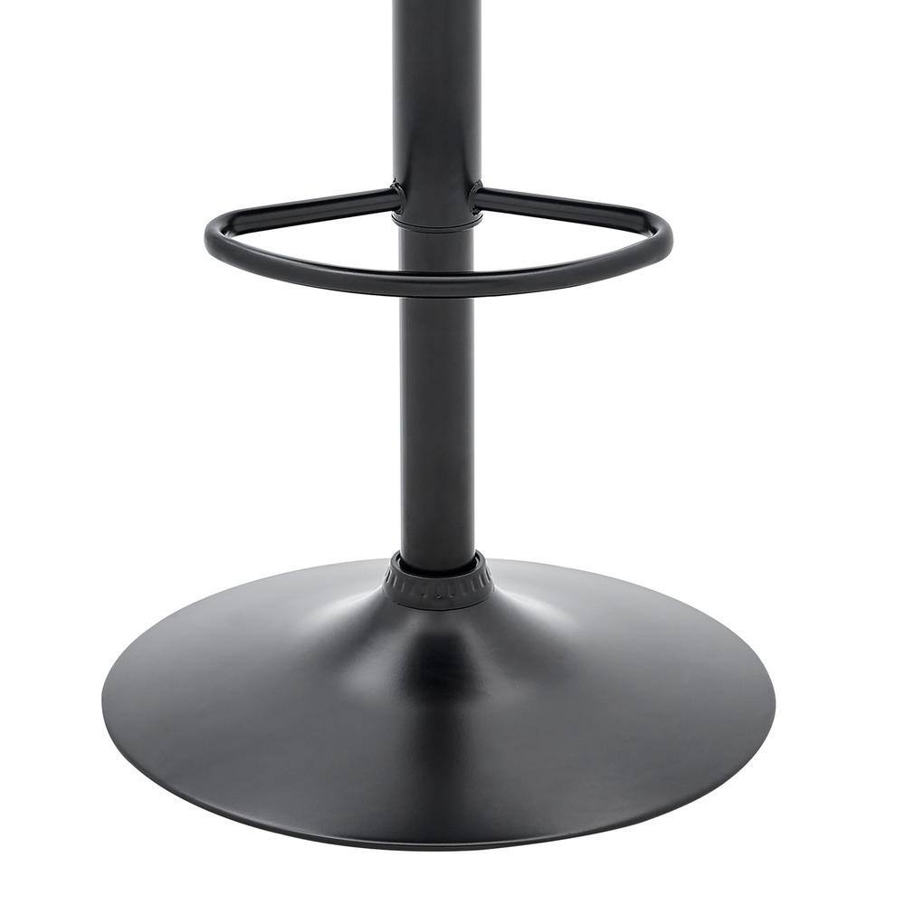 Armen Living Etienne Gray Adjustable Swivel Faux Leather and Black Metal Bar Stool LCETBABLGR