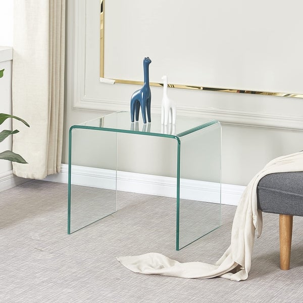 Small Clear Glass Side Table and Coffee Table， Tempered Glass Coffee Table Small Coffee Table， Versatile - as picture