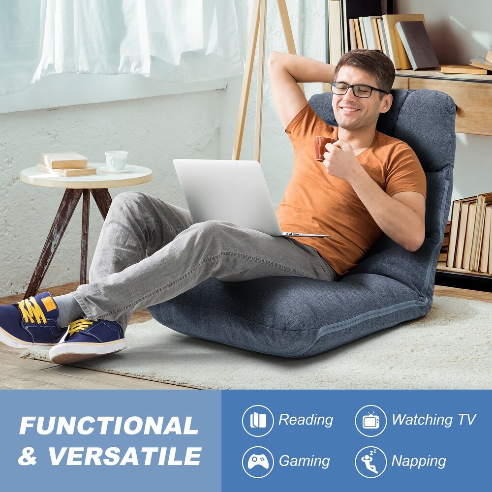 Adjustable Floor Chair Folding Recliner Padded Lazy Gaming Sofa