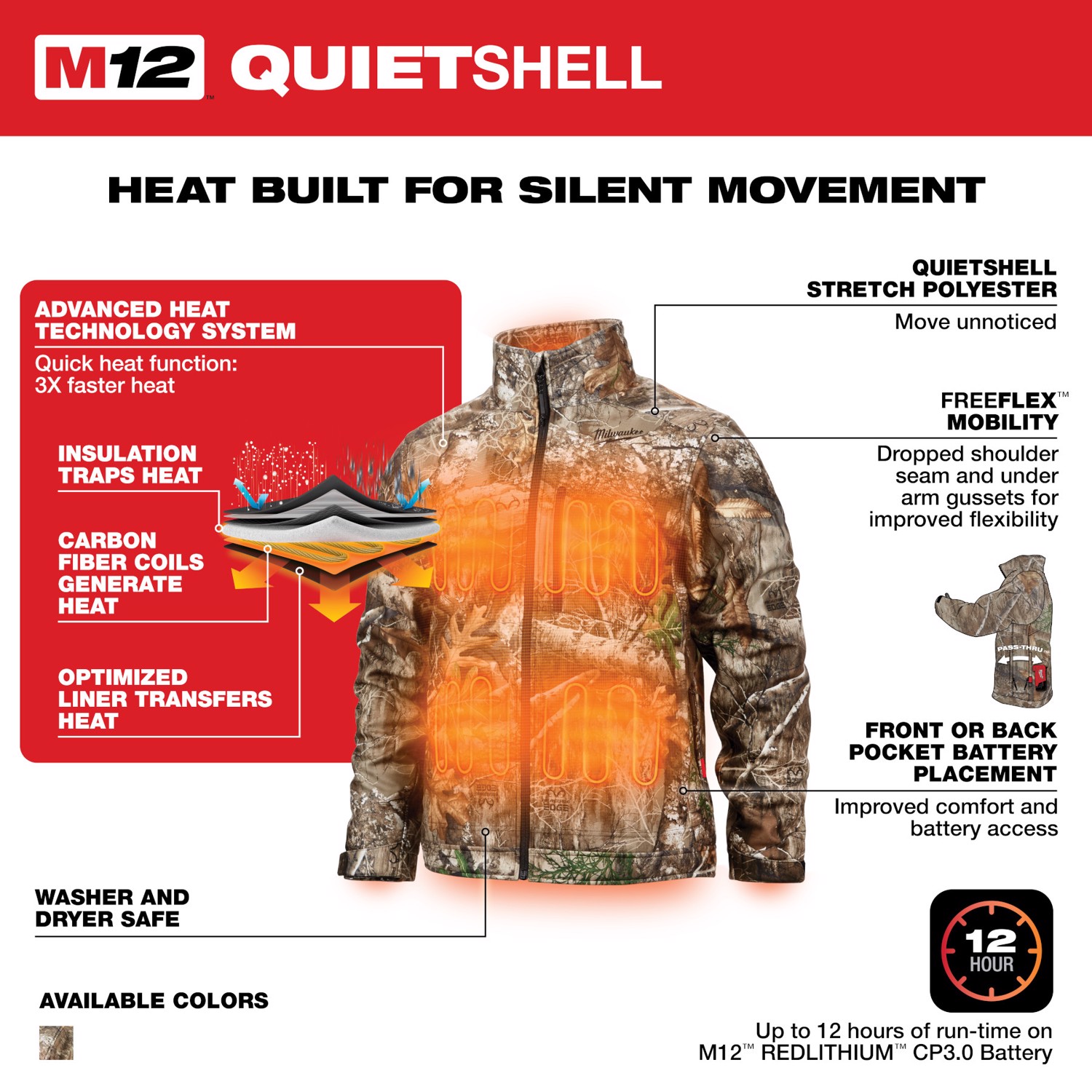 MW M12 XL Long Sleeve Unisex Heated Jacket Kit Camouflage