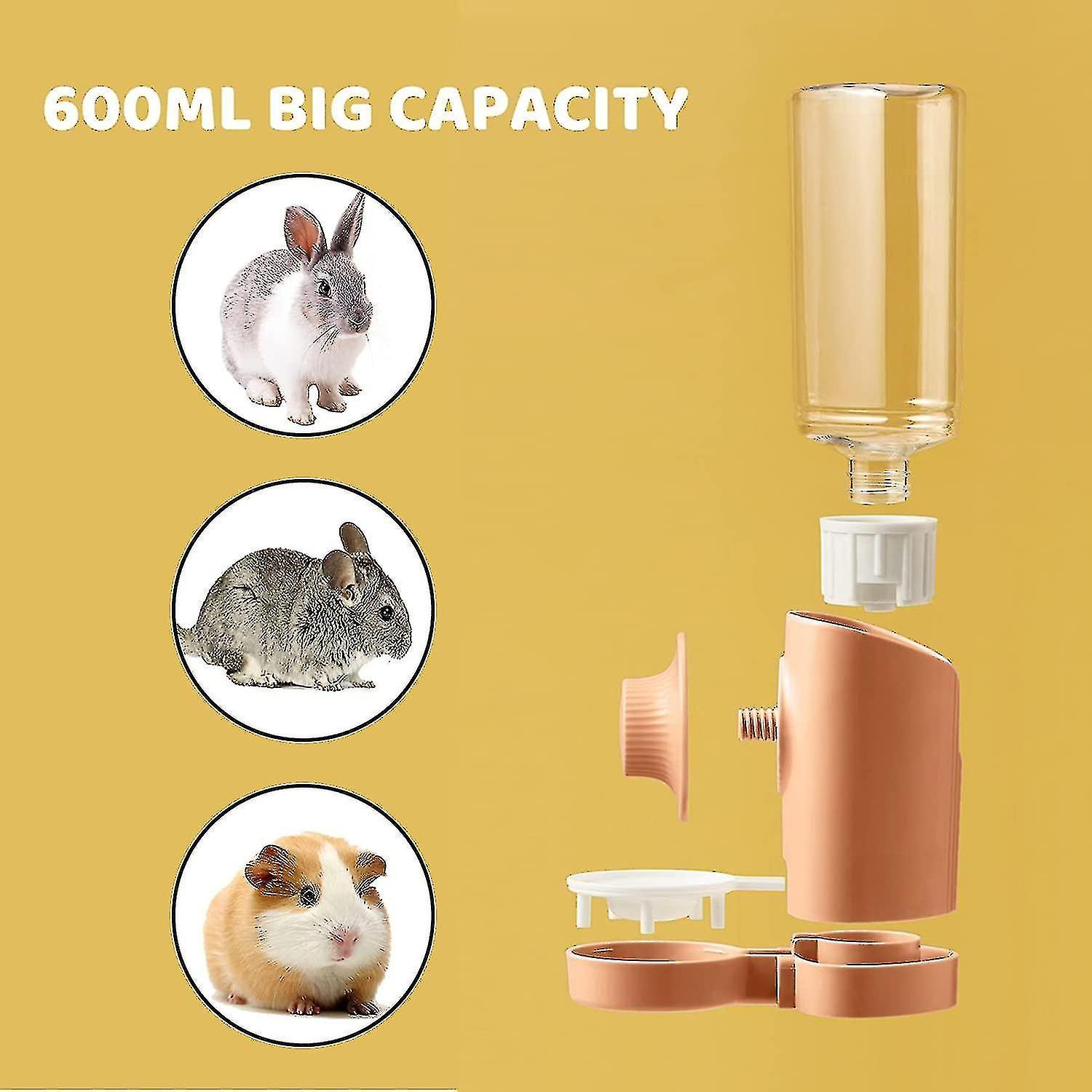 Rabbit Water Bottle， 600ml Hanging Automatic Water Dispenser By Gravity Flow For Bunny Chinchilla Gu