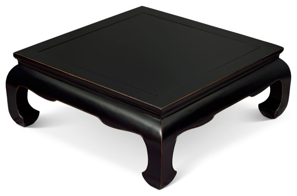 Distressed Black Elmwood Chinese Ming Chow Square Coffee Table   Asian   Coffee Tables   by China Furniture and Arts  Houzz