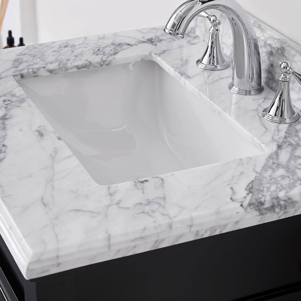 Home Decorators Collection Aberdeen 24 in. W x 20 in. D x 34.5 in. H Bath Vanity in Black with White Carrara Marble Top Aberdeen 24B