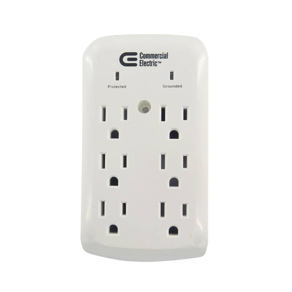 Commercial Electric 6-Outlet Wall Mounted Surge Protector White YLCT-30