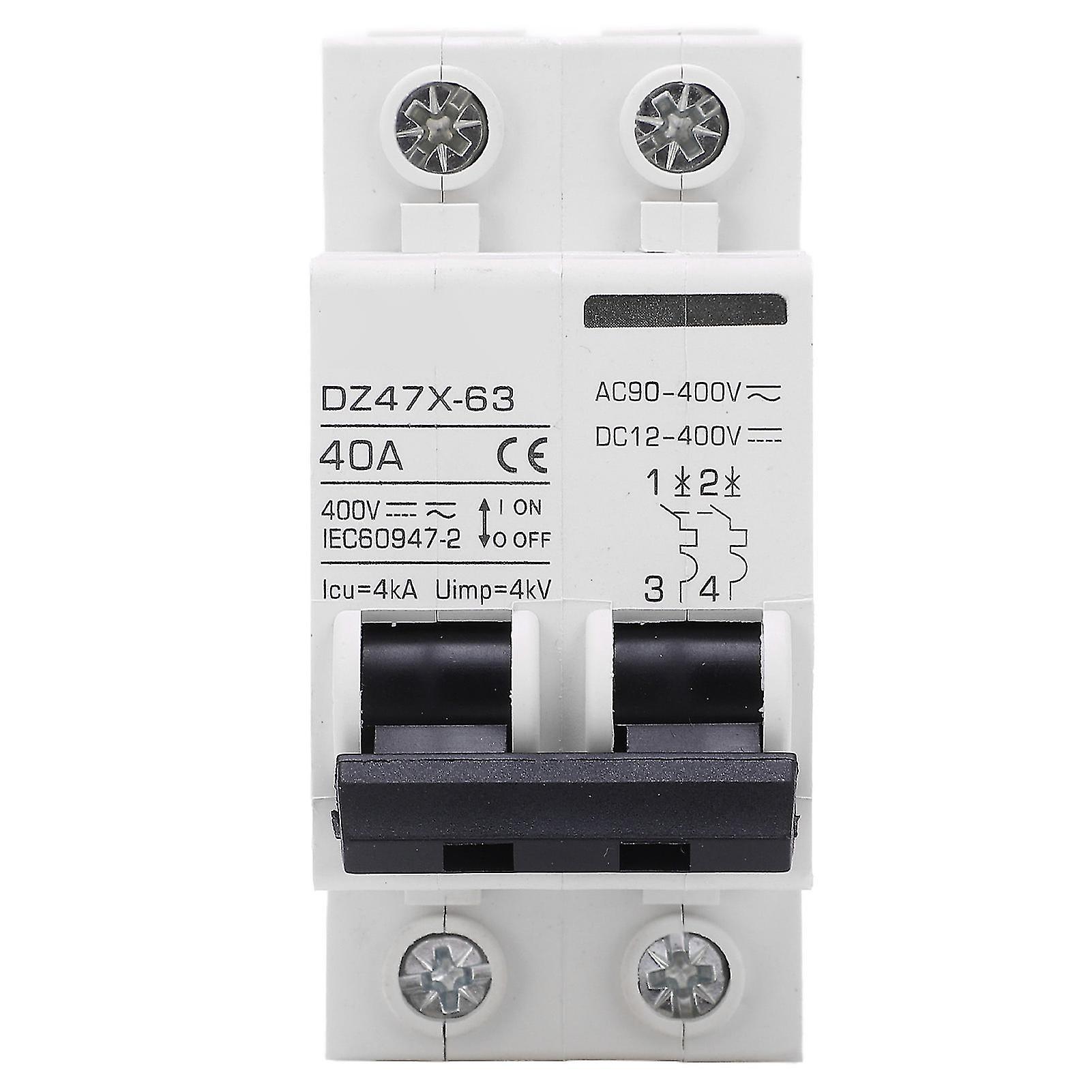 2P Miniature Circuit Breaker DIN Rail Disconnect Switch for Solar PV System DC12‑400V AC90‑400V 40A