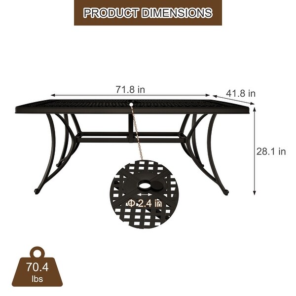 72x42 in. Outdoor All Cast Aluminum Rectangular Dining Table