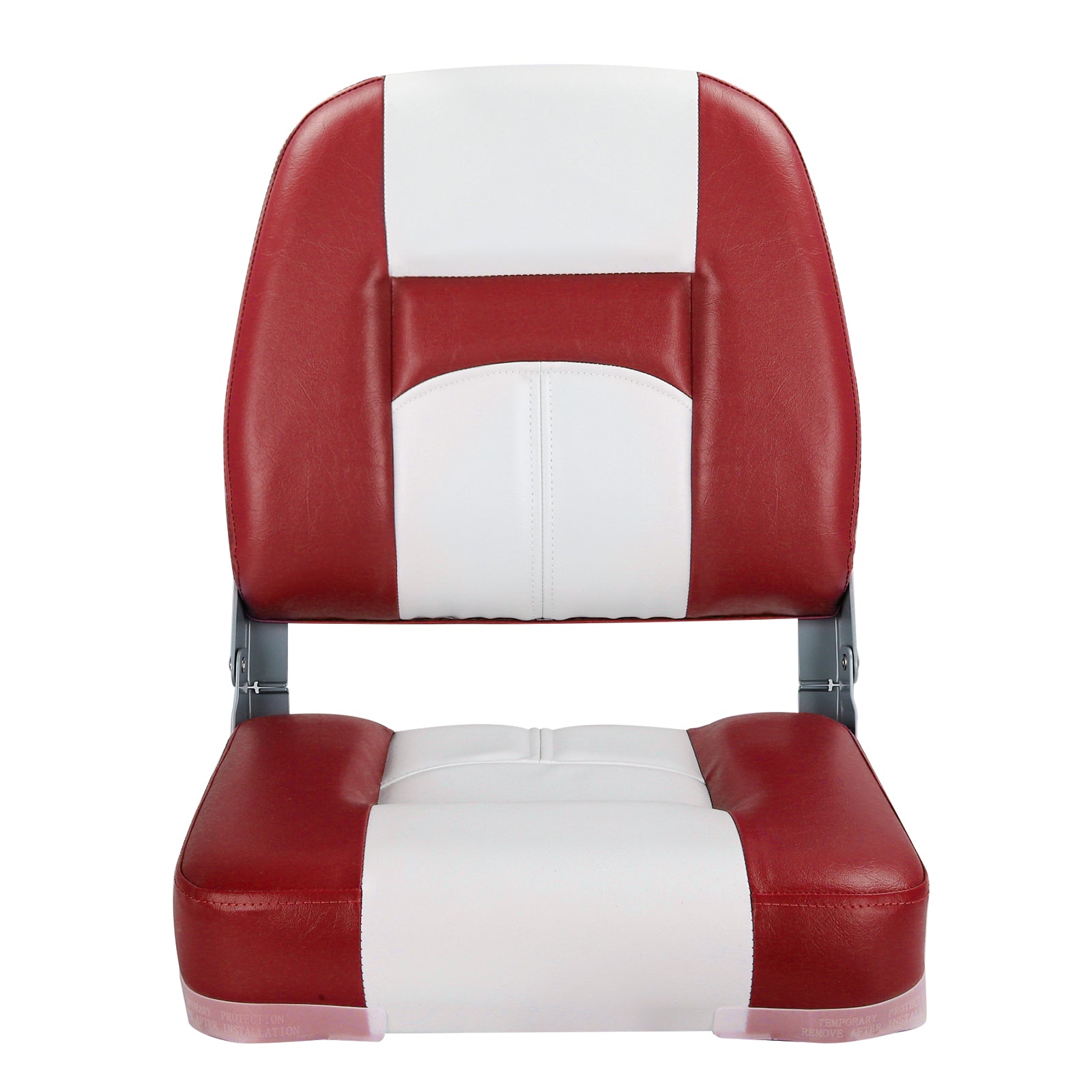 NORTHCAPTAIN Deluxe White/Wine Red Low Back Folding Boat Seat， 2 Seats